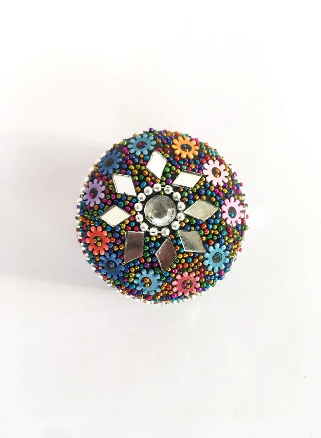 SM Creations علبة مجوهرات لؤلؤية يدوية الصنع من SM Creations، علبة سندور (5 سم × 5 سم × 2.5 سم، عبوة من 6 قطع، متعددة الألوان) معدنية - Image 4
